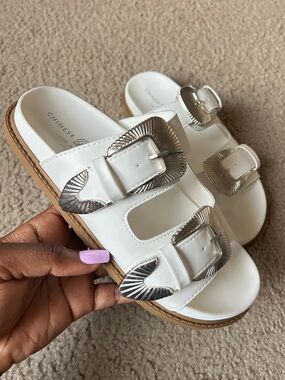 Chinese Laundry White Ramsie Buckle Sandal